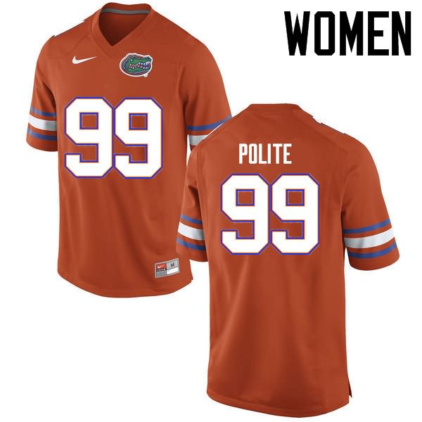 Women's NCAA Florida Gators Jachai Polite #99 Stitched Authentic Nike Orange College Football Jersey STU7065PU